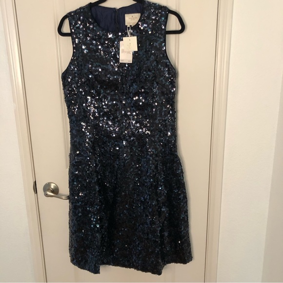 Kate Spade NWT New Women’s Sequin Fit and Flare Statement Bow Dress 12 msrp $898 - Picture 5 of 15
